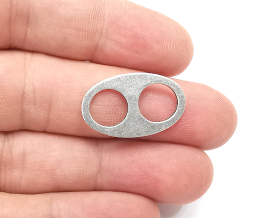 Oval Connector Charms Antique Silver Plated Findings (26x16mm) G28472