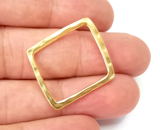 Hammered Square Charms Findings Gold plated (27x25mm) G28333