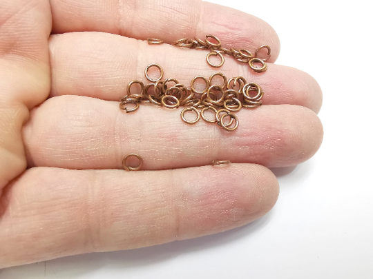 50 Antique Copper Brass Jumpring (5 mm) (Thickness 0.8mm - 20 Gauge) Antique Copper Plated Brass Jumpring Findings G29386