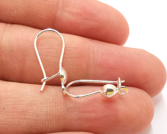 Sterling Silver Earring Hook 2 Pcs (1 pair) 925 Silver Earring Wire Findings (20mm) G30071