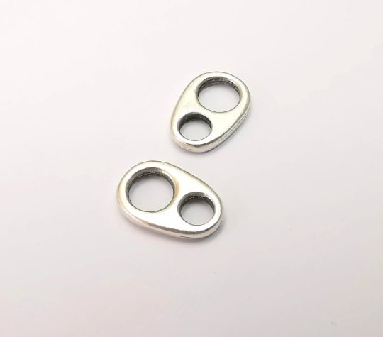 Two hole Connector Antique Silver Plated Oval Findings (17x11mm) G28730