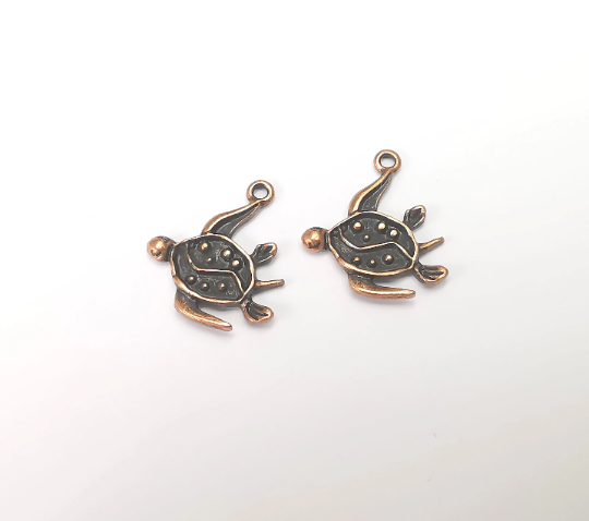 Sea Turtle Charms Antique Copper Plated Nautical Charms, Earring Dangle Components (23x20mm) G28273