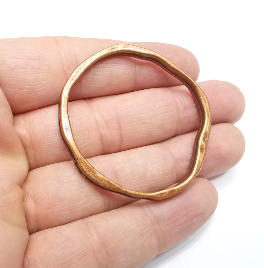 Copper Circle Connector Antique Copper Plated Organic Shape Circle (48mm) G29336