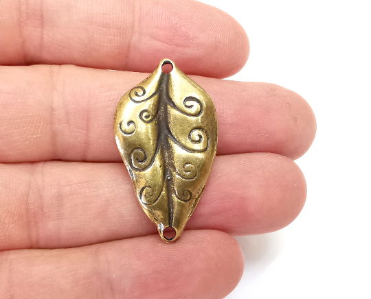 Leaf Ivy Connector Charms Antique Bronze Plated Charms (37x21mm) G28068