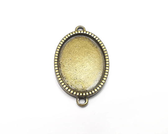 Oval Pendant Connector Blanks, Resin Bezel Bases, Mosaic Mountings, Polymer Clay base, Antique Bronze Plated (25x18mm) G29821