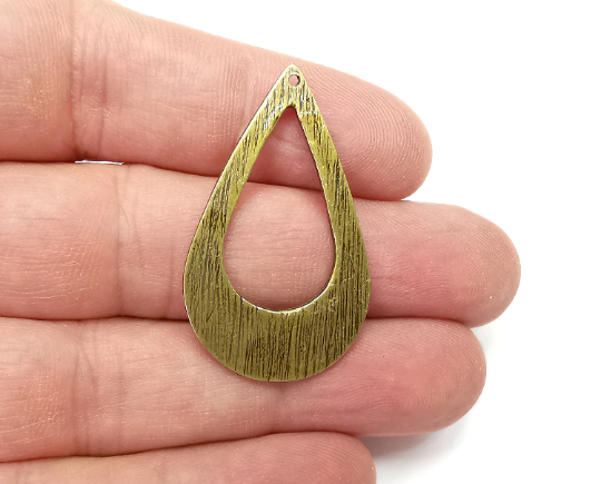 Brushed Drop Charms Antique Bronze Plated Teardrop Charms (40x24mm) G28921