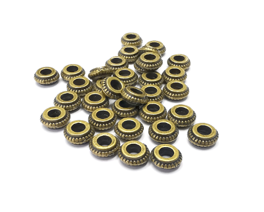 Ribbed Round Beads Antique Bronze Plated Beads (7mm) G28290