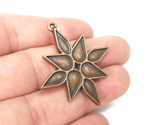 Star Charms, Antique Copper Plated Charms (43x40mm) G28975