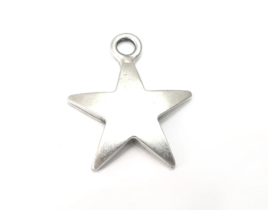 Star Charms Antique Silver Plated (33x28mm) G28454