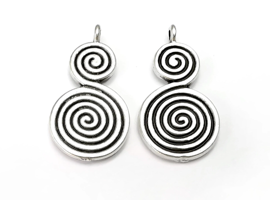 Swirl Charm Spirals Charms (Double sided) Antique Silver Plated Charms (28x15mm) G28084