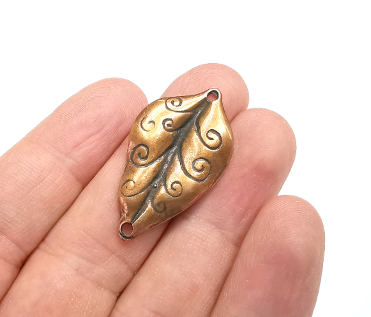 Copper Leaf Charms Antique Copper Plated Charms (36x21mm) G29547
