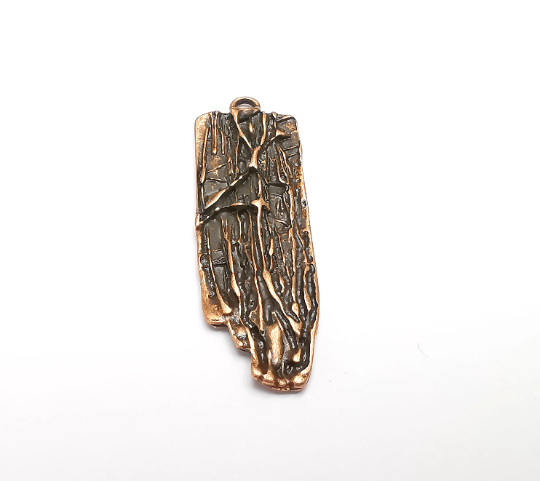 Wood Bark Textured Charms Antique Copper Plated Charms (49x16mm) G29388