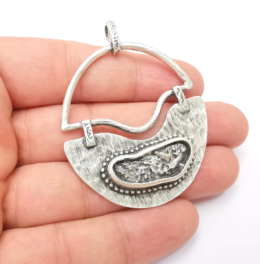 Unique Silver Pendant Antique Silver Plated (62x49mm) G28745