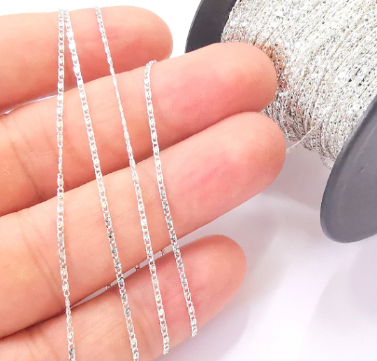 1mt(3.3ft) Sterling Silver Chain 925 Solid Silver Soldered Chain (1.2x0.6mm) G30050