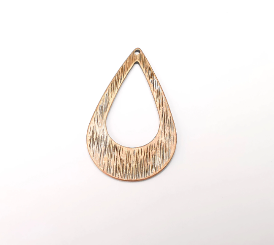 Brushed Drop Charms Antique Copper Plated Teardrop Charms (40x24mm) G28932