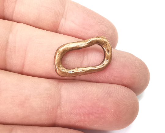 5 Oval Hammered Connector Charms Antique Copper Plated Charms (22x12mm) G28974