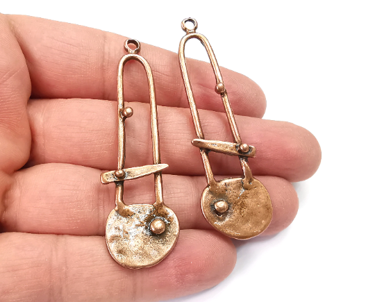 Ethnic Charms, Dangle Pendant, Earring Charms, Jewelry Findings, Antique Copper Plated (64x19mm) G29533