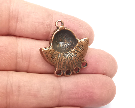 Ethnic Charms Connector, Antique Copper Plated Charm (30x26mm) G28914
