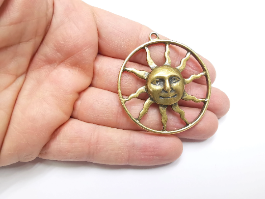 Sun Charms Pendant Antique Bronze Plated Charms (53x48mm) G29500