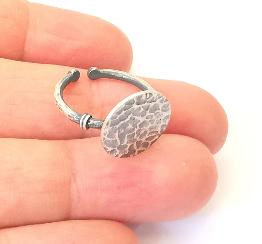 Stamping Ring Blanks, Sterling Silver Engraving Blank, Statement Rings, Adjustable Nameplate Ring, 925 Solid Silver 15mm G30026