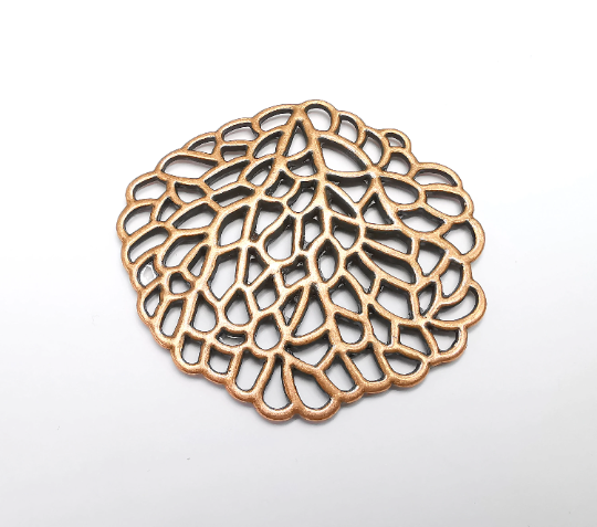 Copper Filigree Pendant Antique Copper Plated Findings (66x62mm) G29374