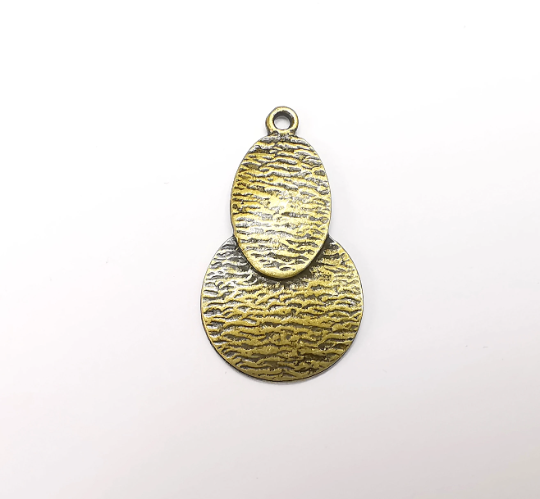 Unique Brushed Dangle Charms, Antique Bronze Plated Charms (37x20mm) G29318