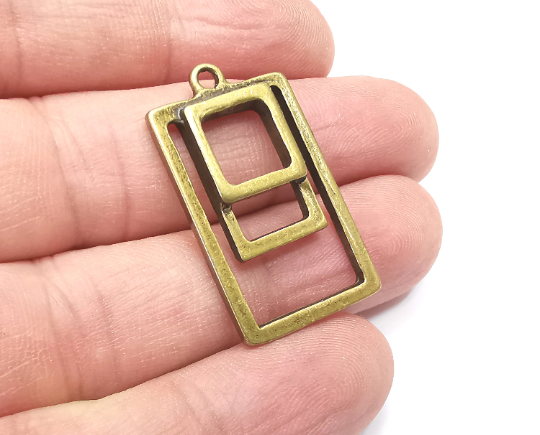 Ethnic Charms, Antique Bronze Plated Charms (34x20mm) G28952