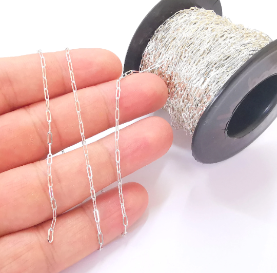 1 Feet (30 cm) Sterling Silver Cable Chain 925 Solid Silver Soldered Chain  (5x1,8mm) G30000