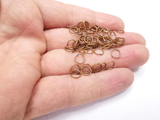 50 Antique Copper Brass Jumpring (7 mm) (Thickness 0.8mm - 20 Gauge) Antique Copper Plated Brass Jumpring Findings G29330