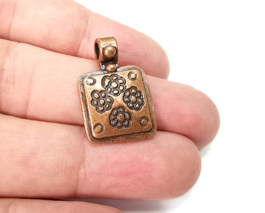 Flowers Charms, Sun flower Charms, Daisy Charms, Antique Copper Plated Plants Charms (26x17mm) G28973