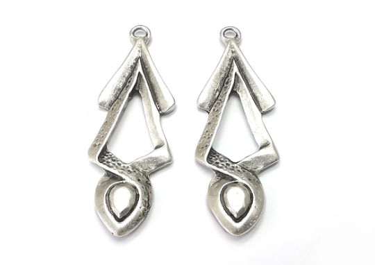 Silver Dangle Charms Antique Silver Plated Charms (48x16mm) G28062