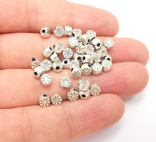 Antique Silver Beads, Antique Silver Plated Findings (5mm) G28744
