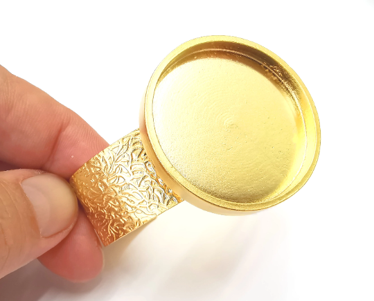 Gold Textured Bracelet Blanks Cuff Adjustable Bracelet Blank Gold plated (40mm Blank) G28270
