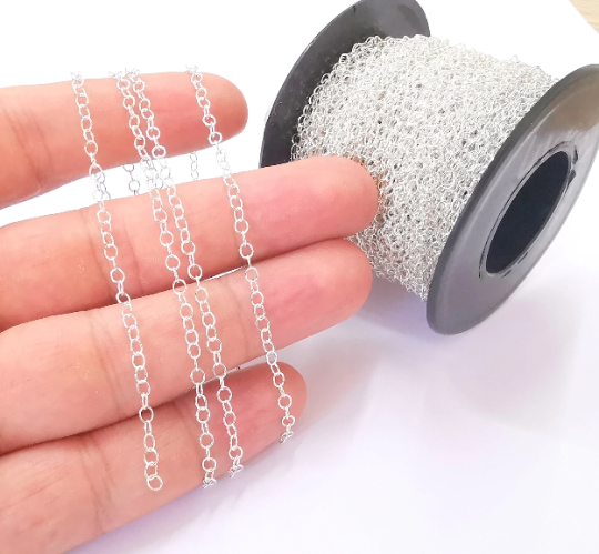 1 Feet Rolo Chain Sterling Silver Chain, 925 Solid Silver Soldered Chain (3x2,6mm) G30042
