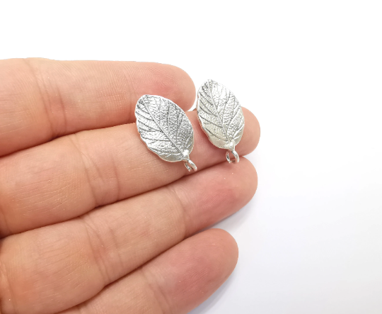 Leaf Silver Earring Set Base Wire Antique Silver Plated Brass Earring Base (25x13mm) G28343