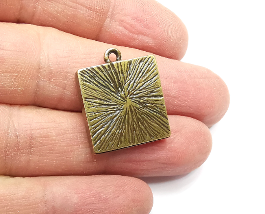 2 Square Pendant Blanks, Resin Bezel Bases, Mosaic Mountings, Dry flower Frame, Polymer Clay base, Antique Bronze Plated (18mm) G33104