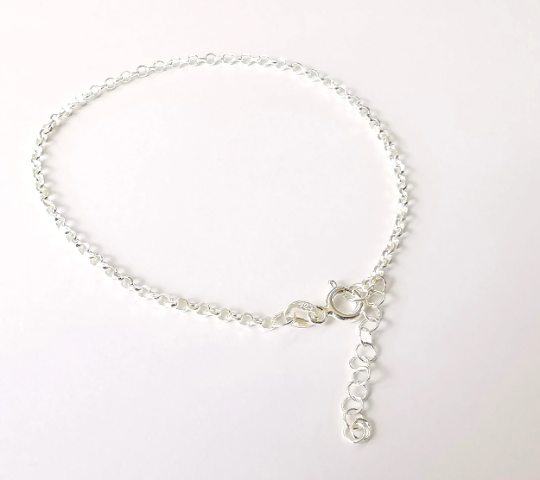 Sterling Silver Finished Bracelet Chain Rolo Chain Bangle Chain 925 Solid Silver Ready ball chain (17cm-6,6inch) G30033