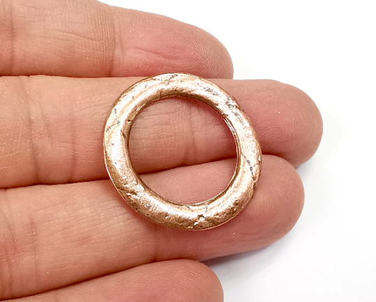 2 Round Charms Connector, Antique Copper Plated Findings (28mm) G29513