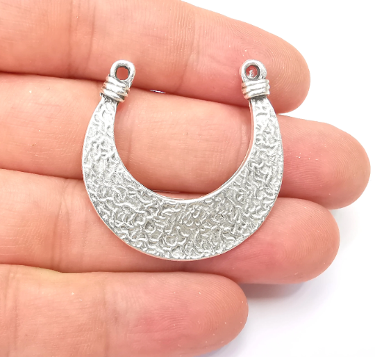 Ethnic Connector Pendant, Antique Silver Plated (38mm) G28787