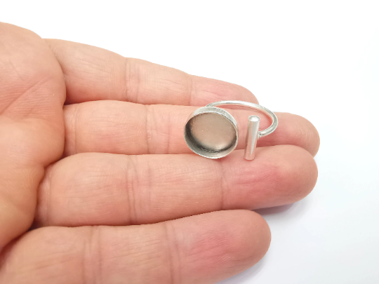 Wrap Ball Ring Blank Setting, Round Cabochon Mounting, Adjustable Resin Ring Base Bezels, Antique Silver Plated (14mm) G29549