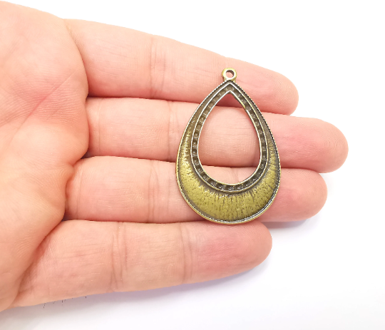 Ethnic Drop Charms Antique Bronze Plated Charms (48x32mm) G28310