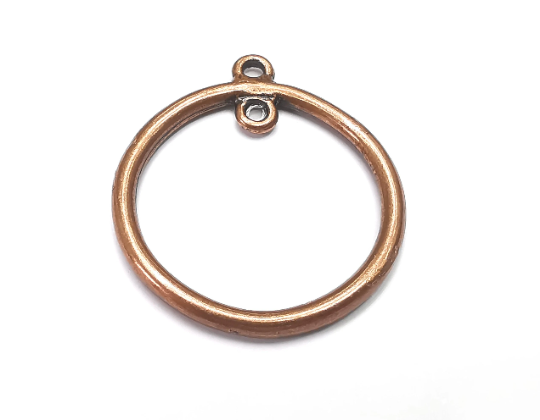 Round Circle Charms Connector, Antique Copper Plated Round Charms (32x29mm) G28902