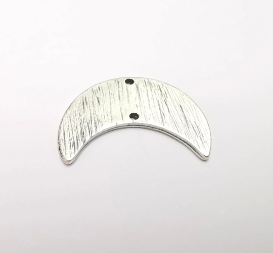 Crescent Moon Charms Connector, Antique Silver Plated Brass, DIY charms (25x23mm) G29521