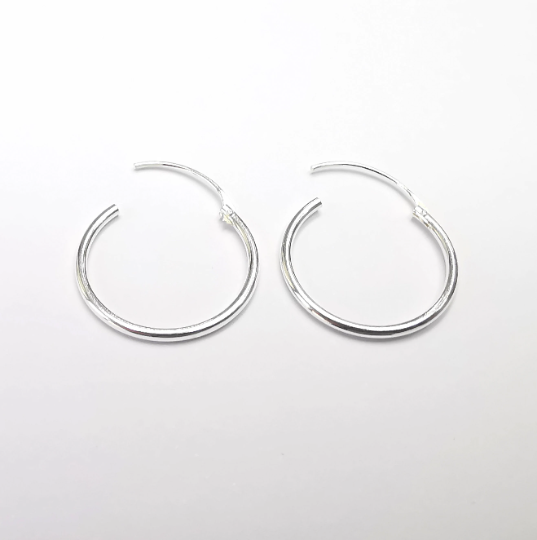 Solid Sterling Silver Earring Hoop, Piercing Wire with Ball Bead 925 Silver Earring Findings (17mm) 1 pair G30016