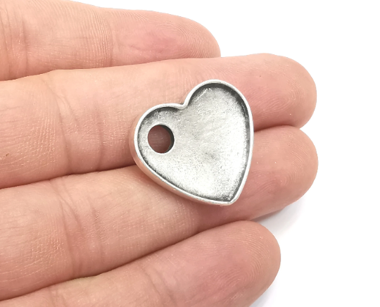 Heart Charms, Antique Silver Plated (24x22mm) G28774