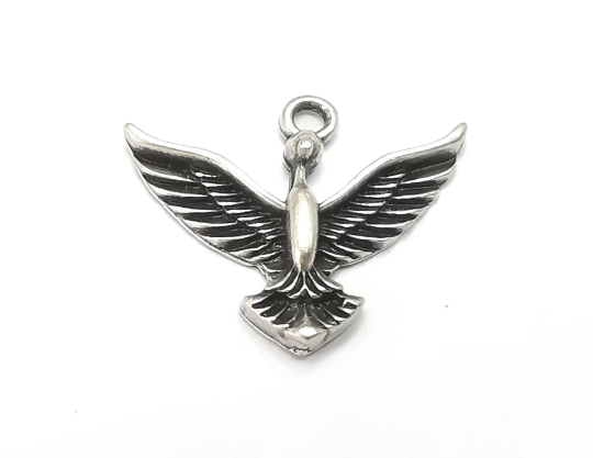 Bird Charms, Antique Silver Plated (23x20mm) G28776