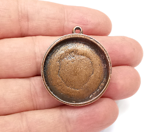 Round Pendant Base Resin Blank inlay Blank Mosaic Blank Bezel Setting Mountings Antique Copper Plated Pendant (30mm blank) G28067