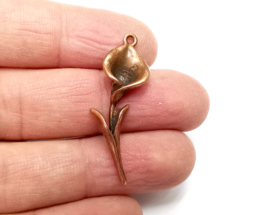 Calla Lily Flower Charms Antique Copper Plated Charm (38x12mm) G29813