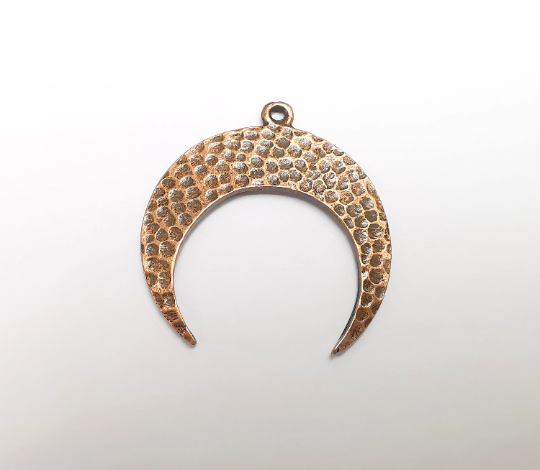 Crescent Charms Antique Copper Plated Hammered Moon Charms (40x38mm) G29542