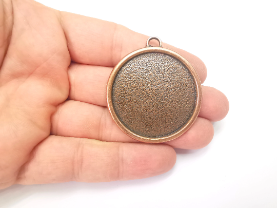 Round Pendant Bezels, Resin Blank, inlay Mountings, Mosaic Frame, Cabochon Bases, Dry Flower Settings, Antique Copper Plated (40mm) G28275